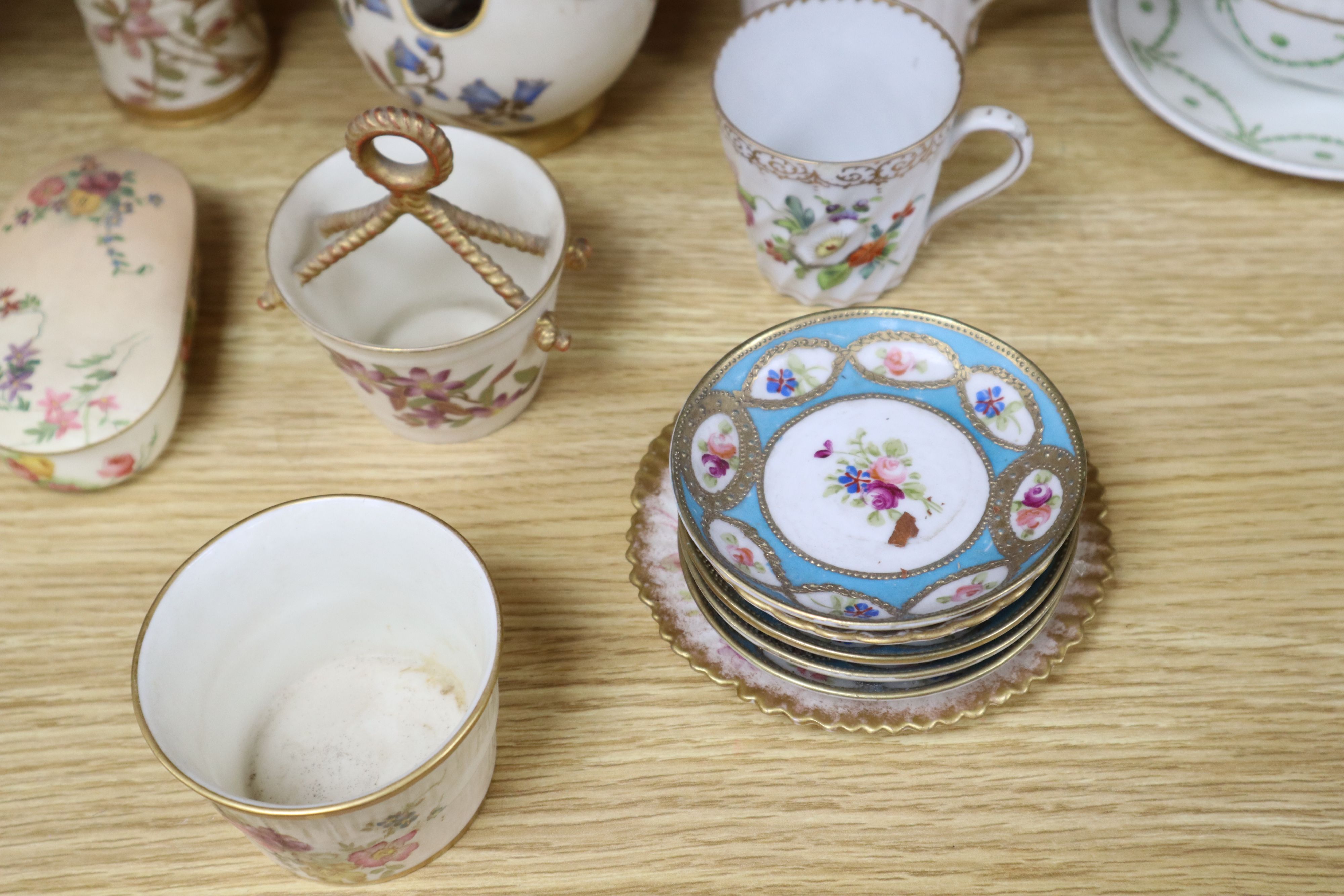 A collection of Worcester, Meissen, Dresden and other ceramics